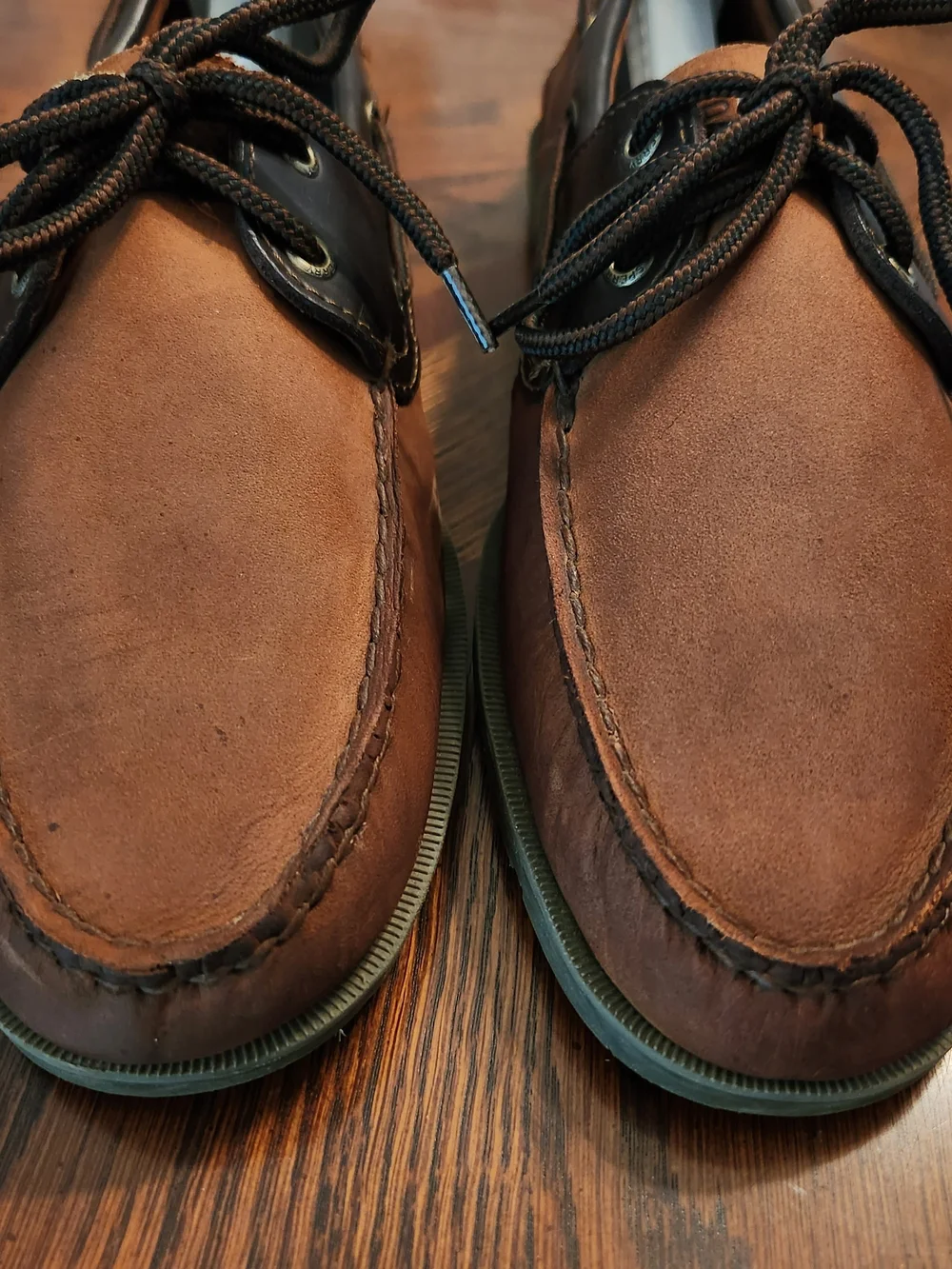 Sperry Top Sider Men's 10M Brown Two-Tone Suede Leather Boat Shoes Rubber Sole